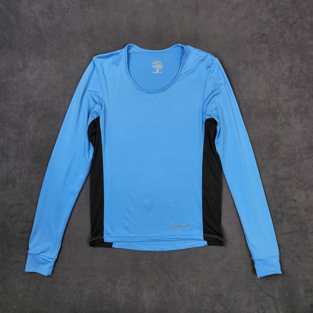 Brooks Running Shirt Womens Medium Blue Black Long Sleeve Athletic Top Training‎
